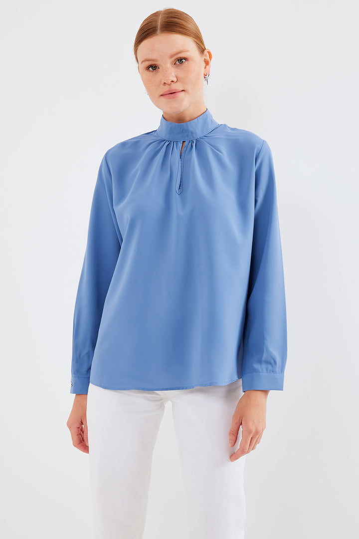 BGD Women Window Detailed Blouse - Indigo - Avondale