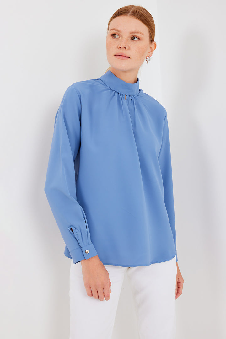 BGD Women Window Detailed Blouse - Indigo - Avondale