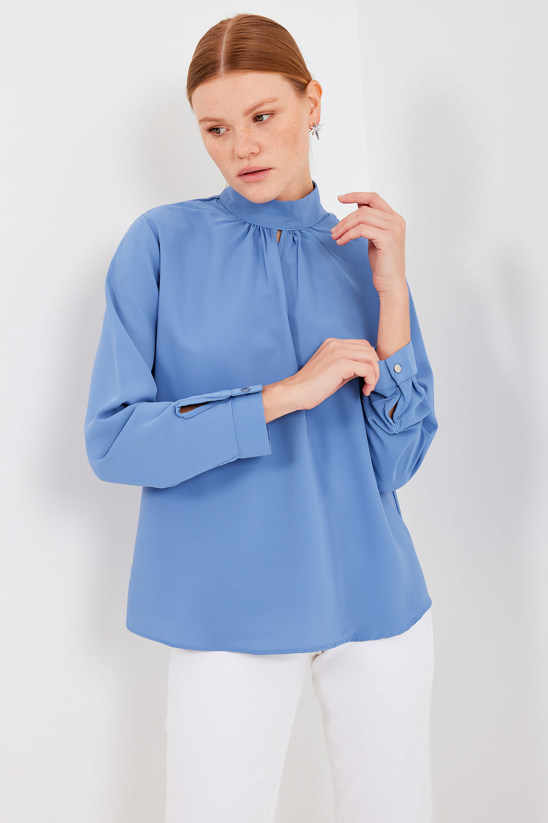 BGD Women Window Detailed Blouse - Indigo - Avondale