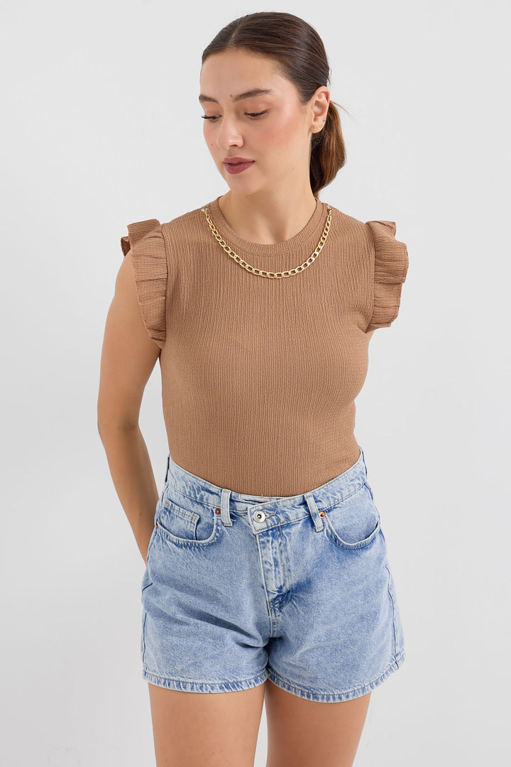 BGD Women Knitted Blouse - Camel - Avondale