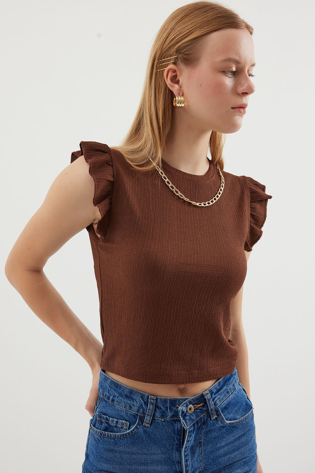 BGD Women Knitted Blouse - Brown - Avondale