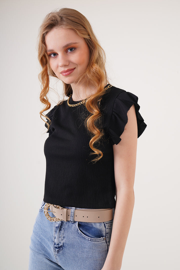 BGD Women Knitted Blouse - Black - Avondale