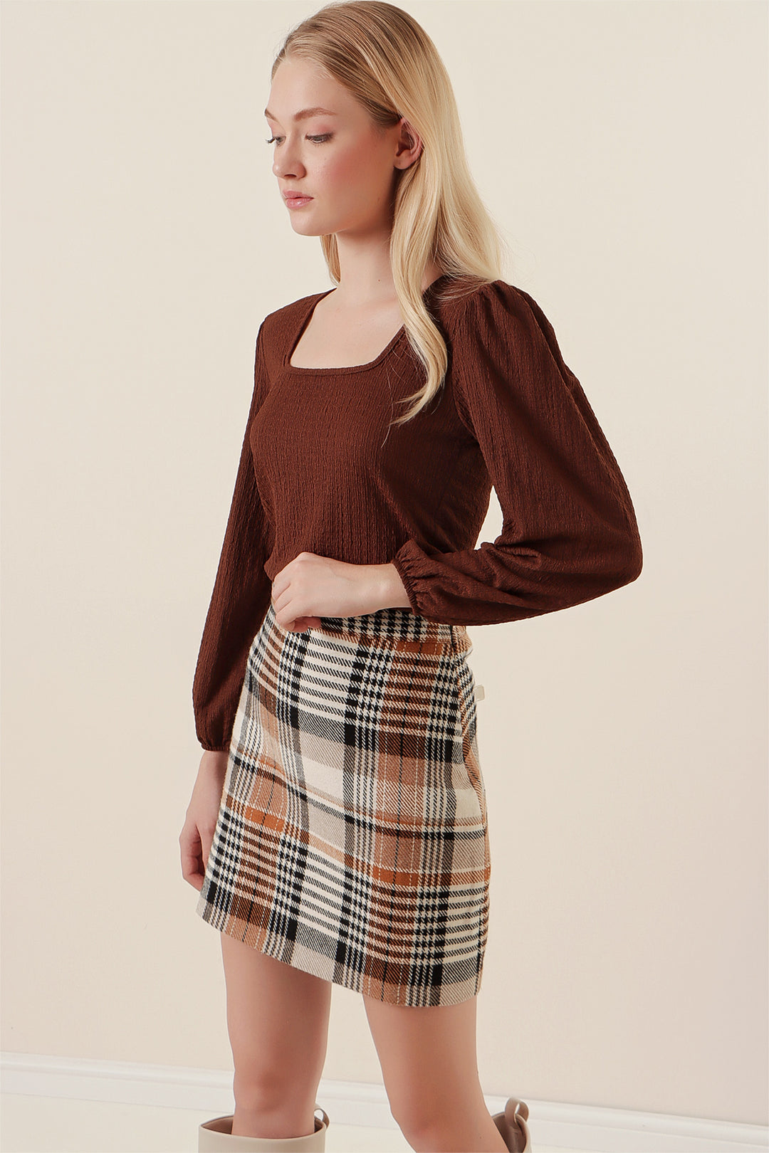 BGD Women Long Sleeve Blouse - Brown - Avondale