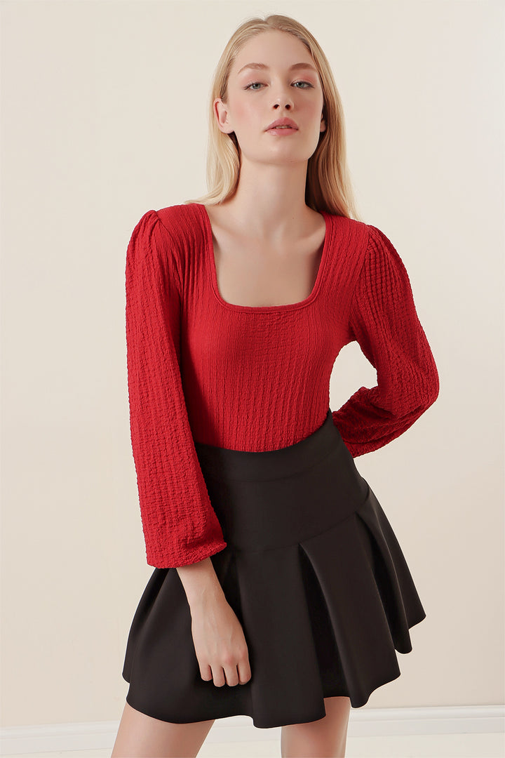 BGD Women Long Sleeve Blouse - Red - Avondale