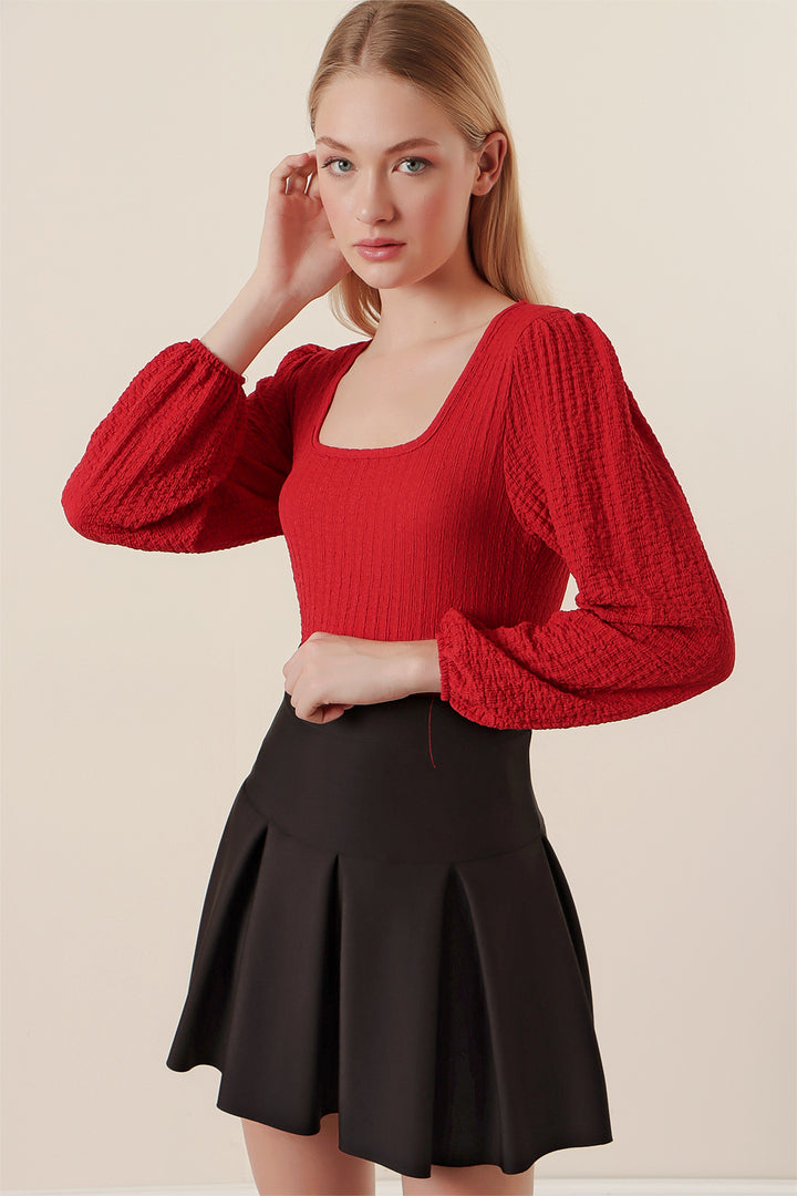 BGD Women Long Sleeve Blouse - Red - Avondale