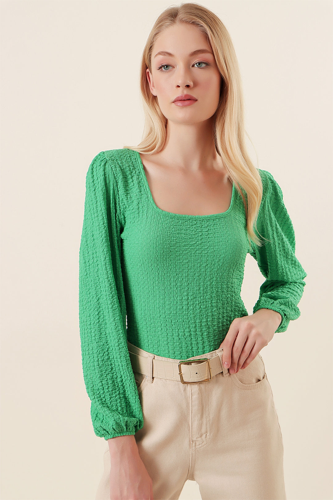 BGD Women Long Sleeve Blouse - Green - Avondale