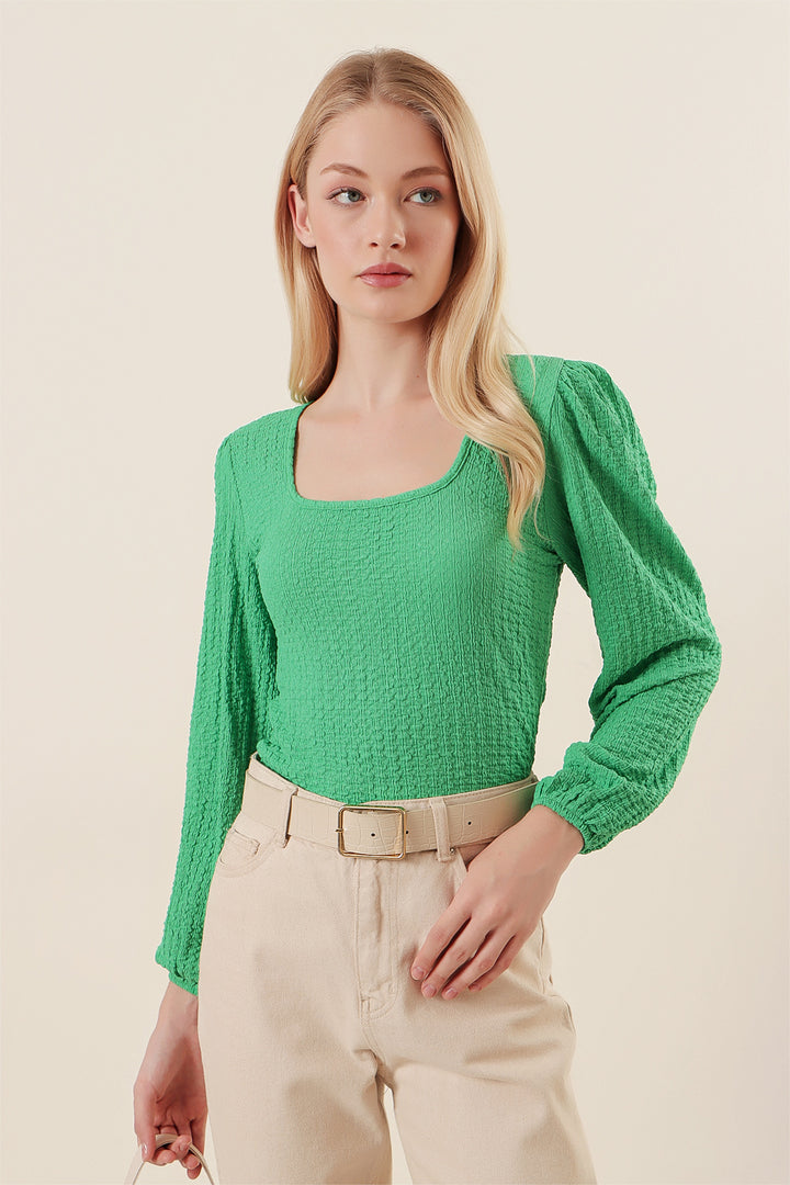 BGD Women Long Sleeve Blouse - Green - Avondale