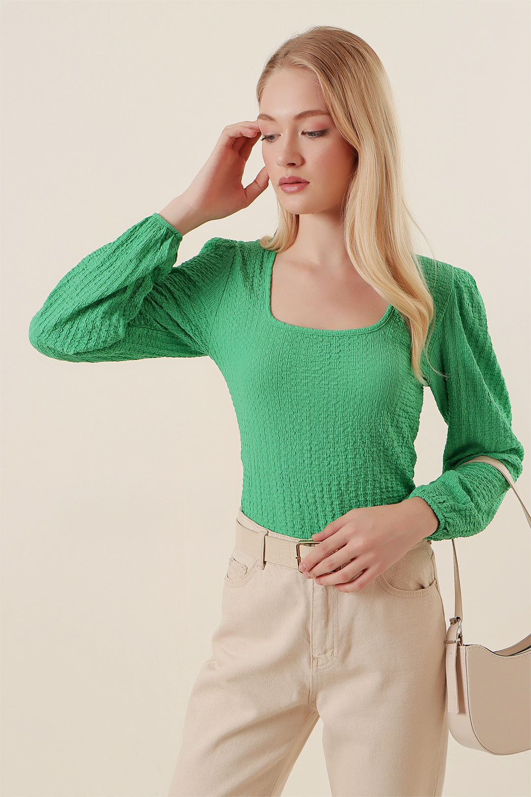 BGD Women Long Sleeve Blouse - Green - Avondale