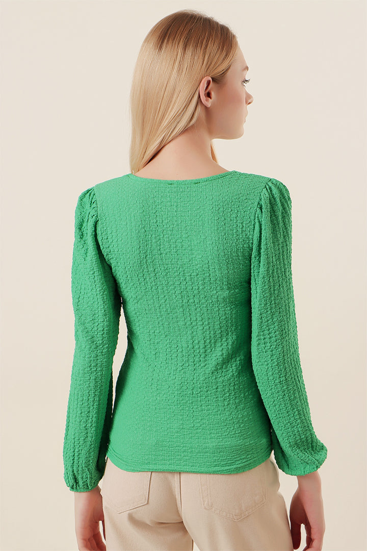 BGD Women Long Sleeve Blouse - Green - Avondale