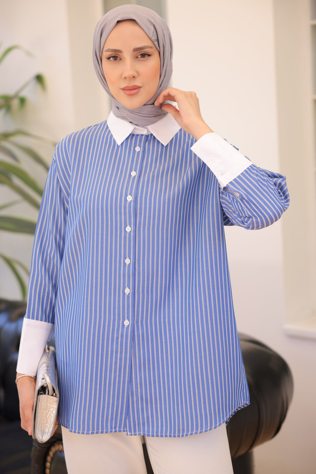 BNG Women Striped Detailed Shirt Indigo - Clermont