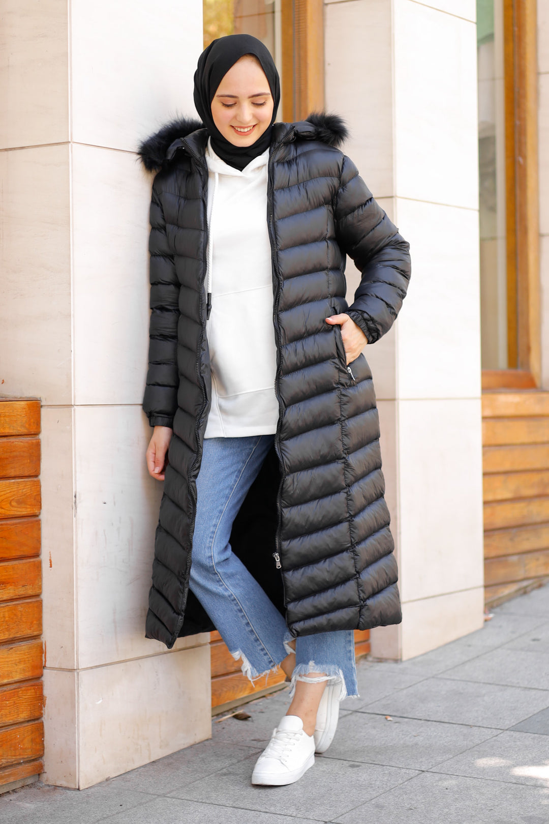 BNG Women  Long Quilted Puffer Jacket Black - Clermont