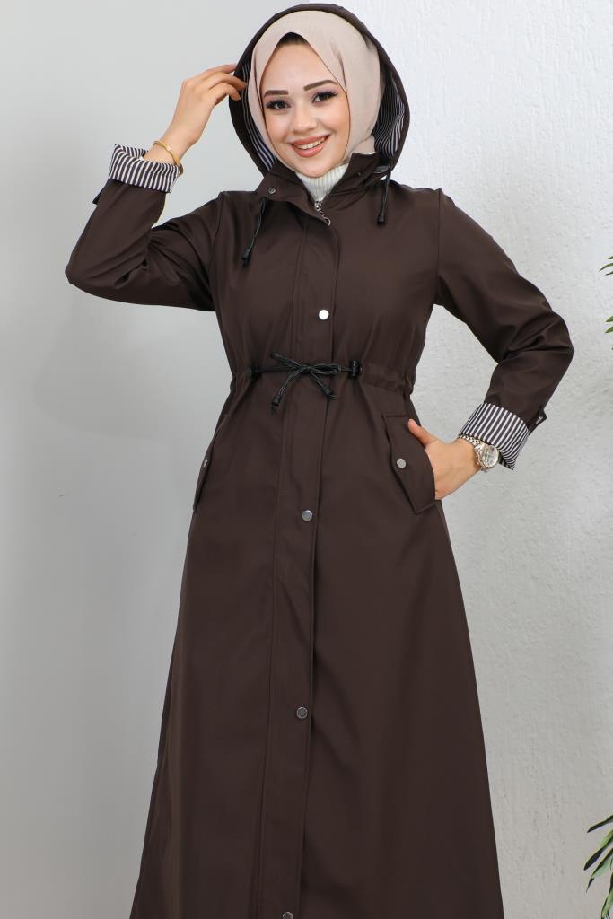 BNG Women Long Hijab Trench Coat Brown - Clermont