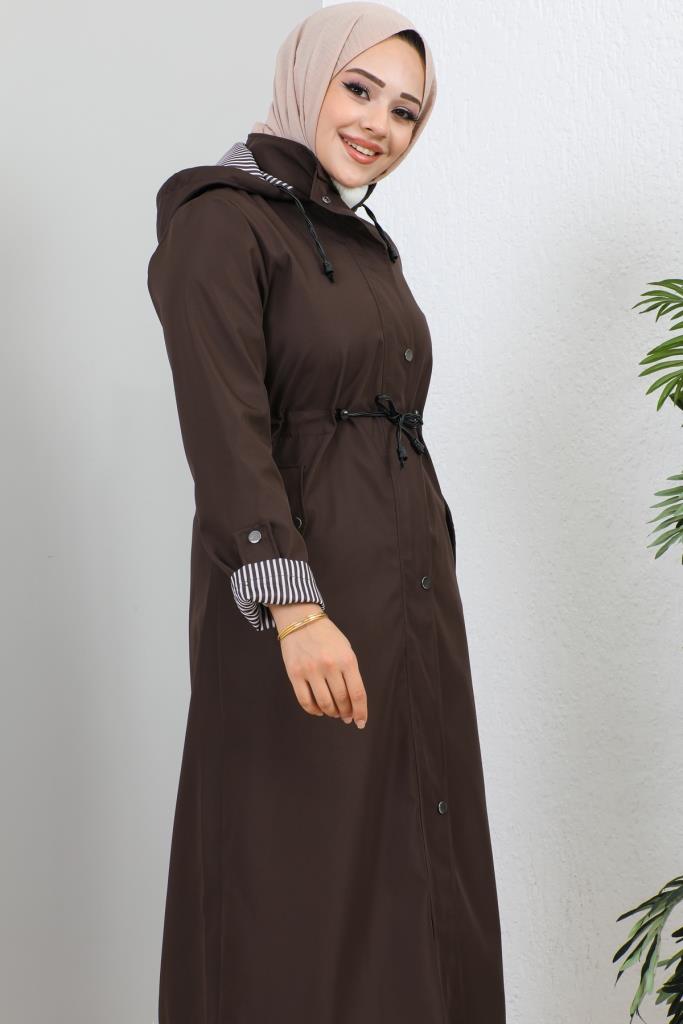 BNG Women Long Hijab Trench Coat Brown - Clermont