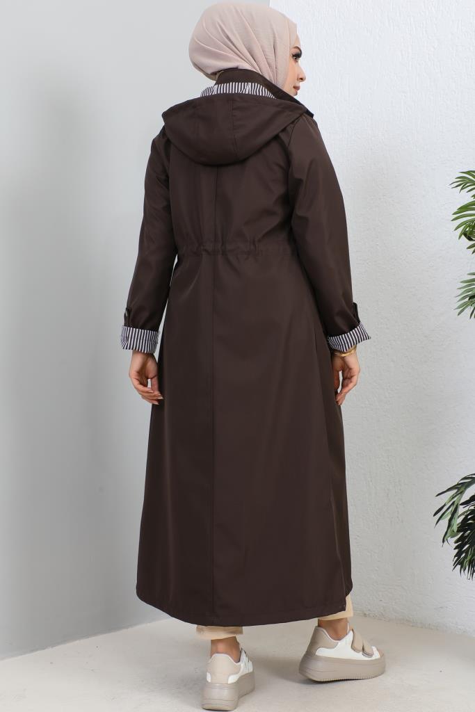 BNG Women Long Hijab Trench Coat Brown - Clermont