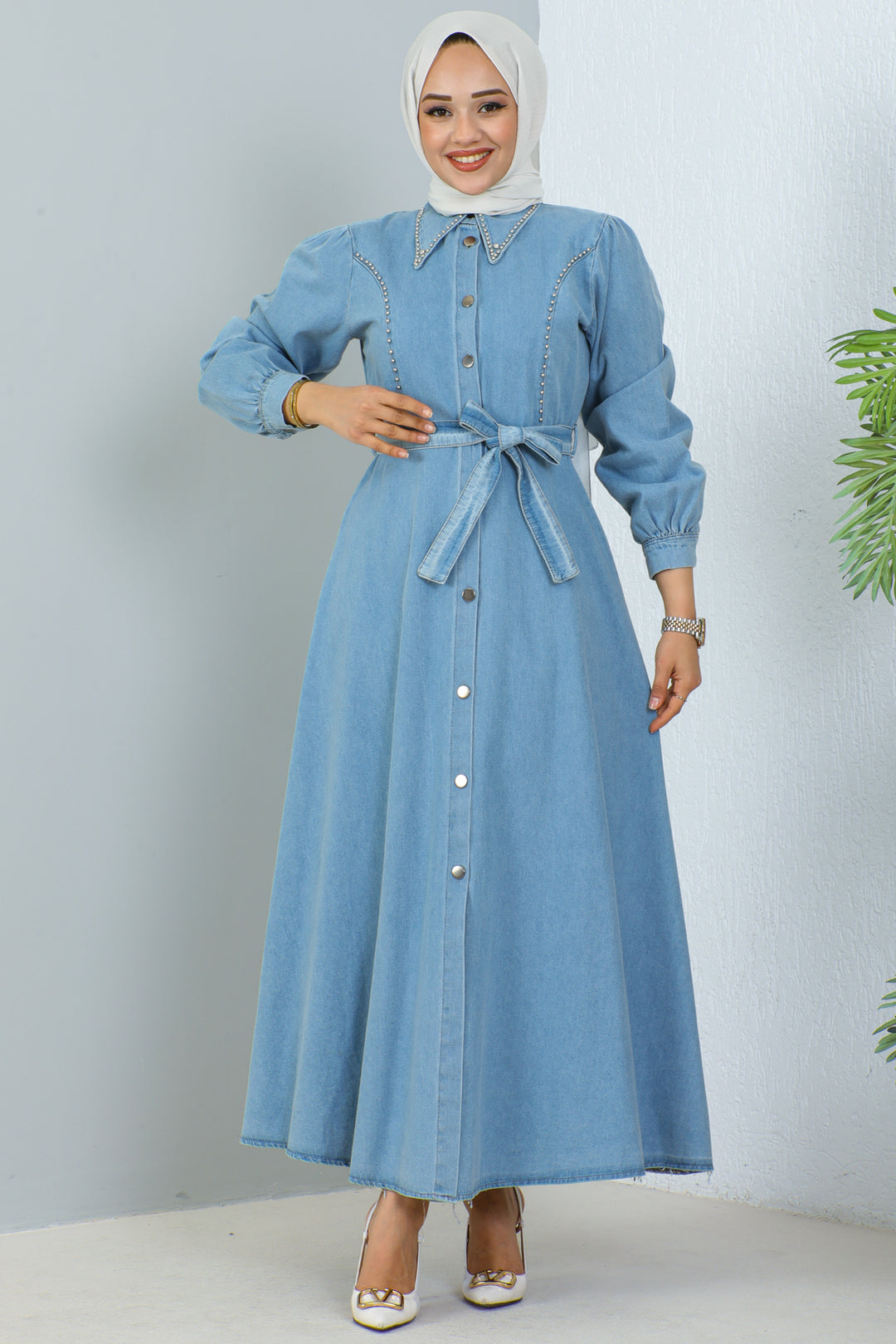 BNG Women Hijab Denim Dress Blue - Clermont