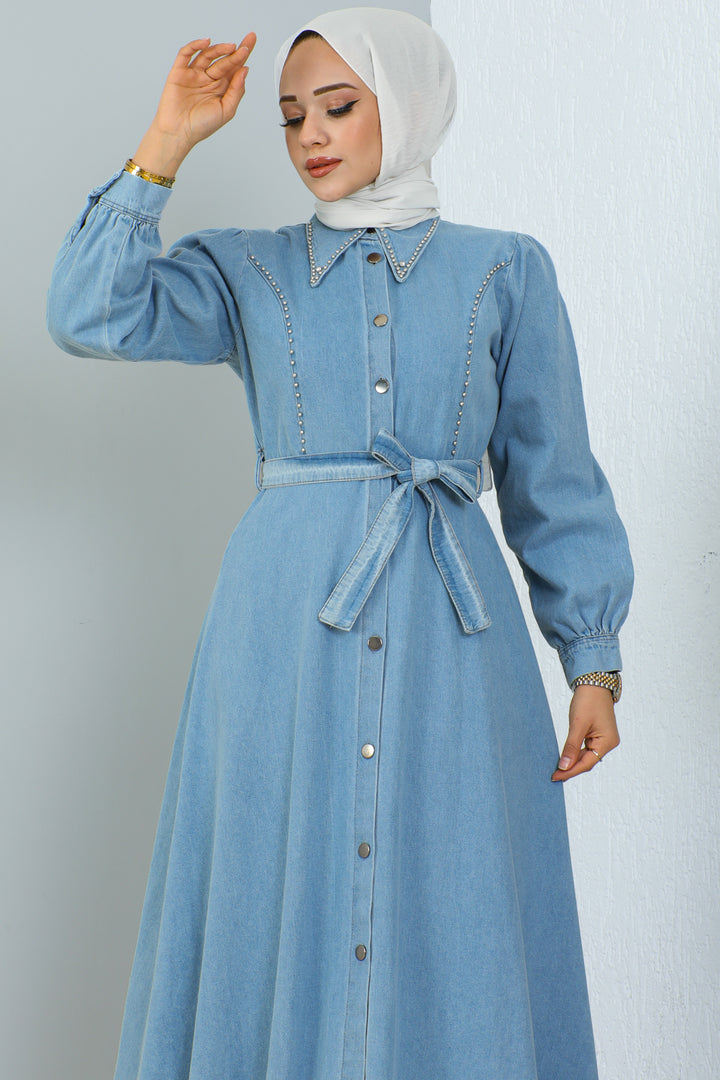 BNG Women Hijab Denim Dress Blue - Clermont