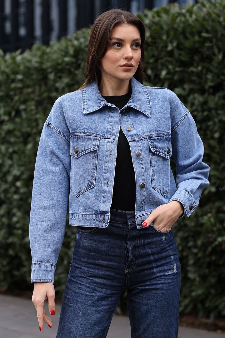 BGD Women Pocket Denim Jacket - Light Blue - Avondale