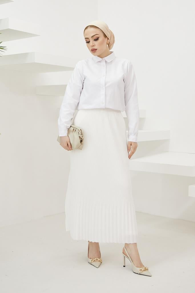 BNG Women - Pleated Hijab Skirt White - Clermont