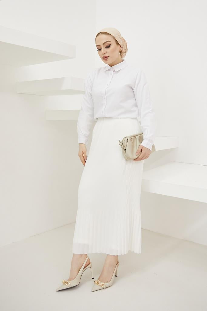 BNG Women - Pleated Hijab Skirt White - Clermont