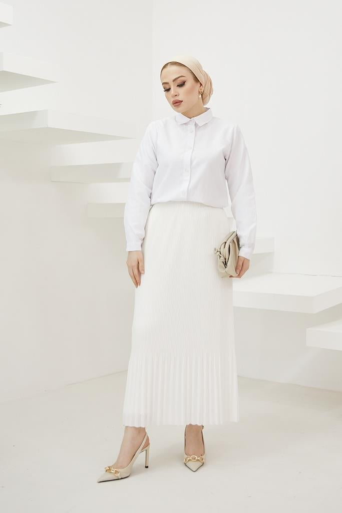 BNG Women - Pleated Hijab Skirt White - Clermont