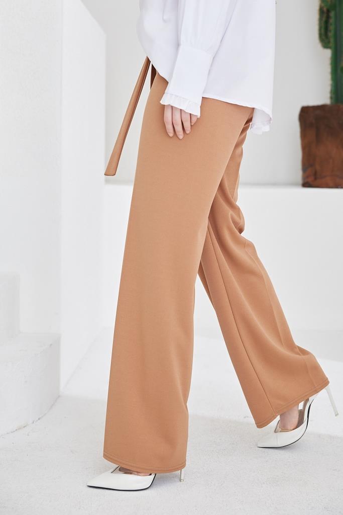 BNG Women Belted Beige Hijab Pants - Clermont