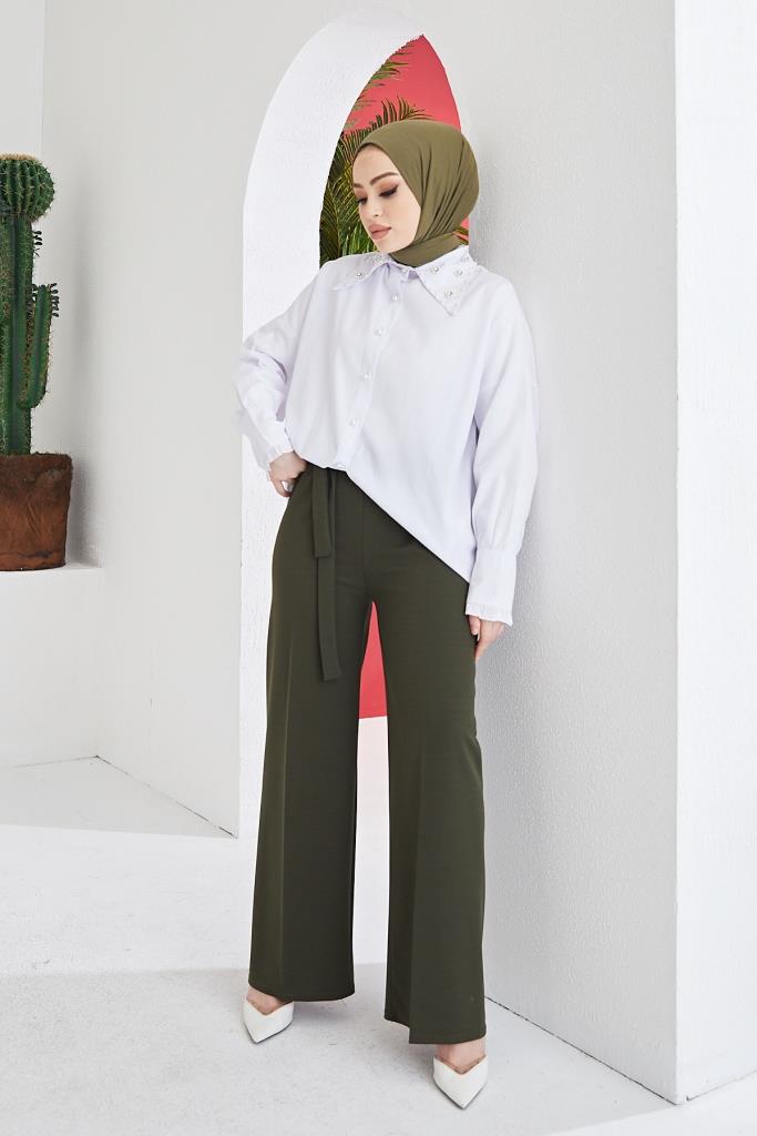 BNG Women Belted Hijab Pants Khaki - Clermont