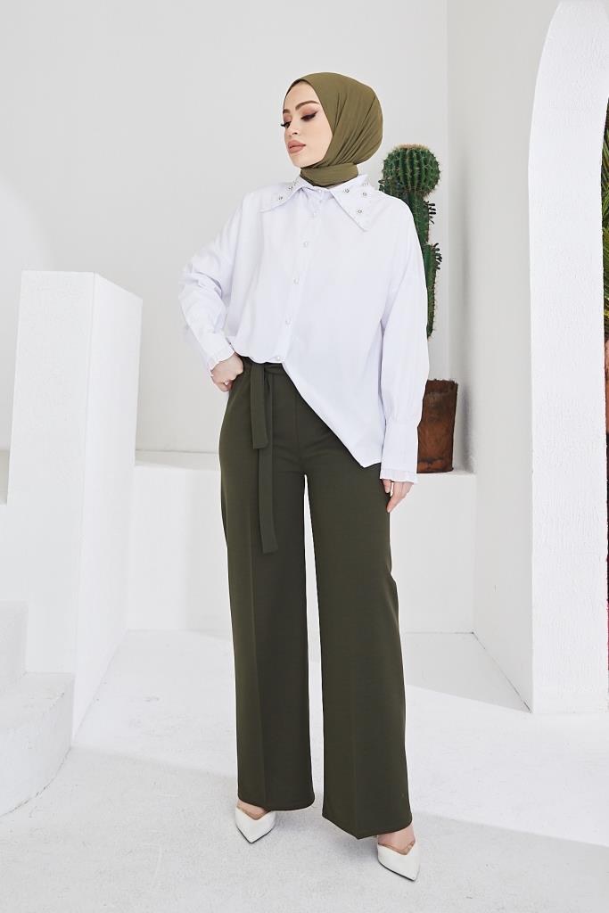 BNG Women Belted Hijab Pants Khaki - Clermont