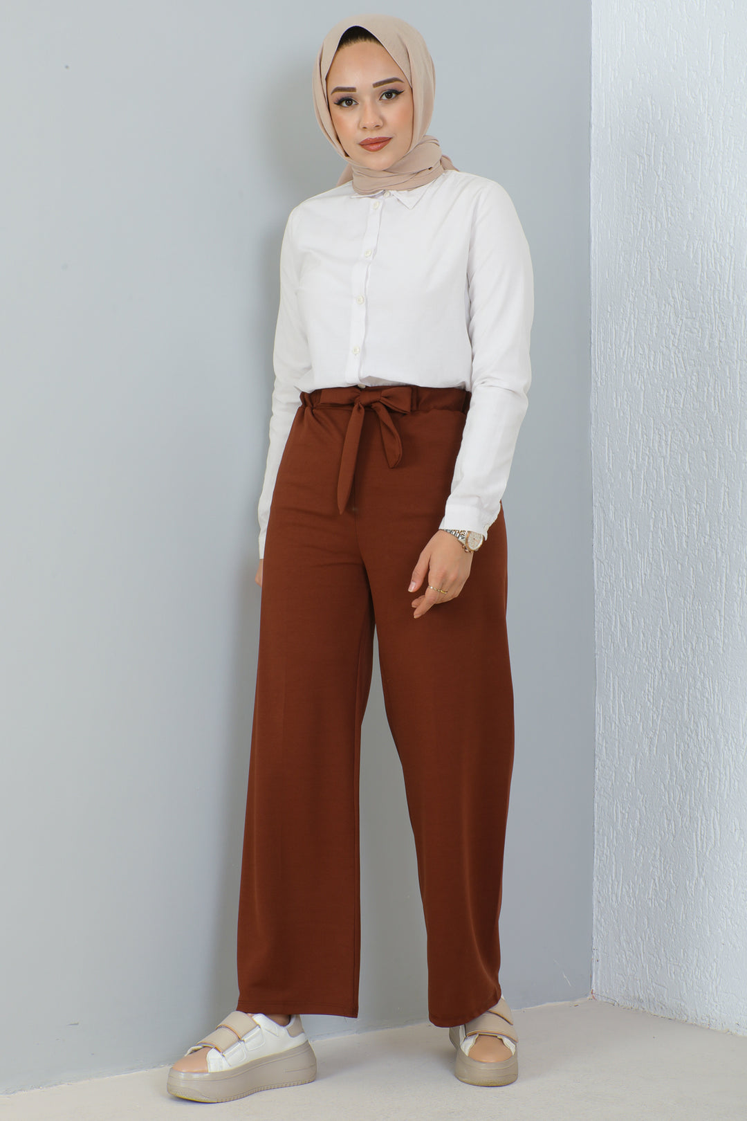 BNG Women Belted Hijab Pants Brown - Clermont