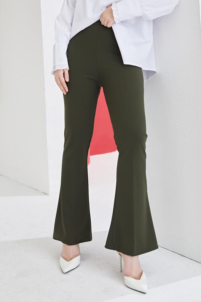 BNG Women Spanish Flared Fabric Pants Khaki - Clermont