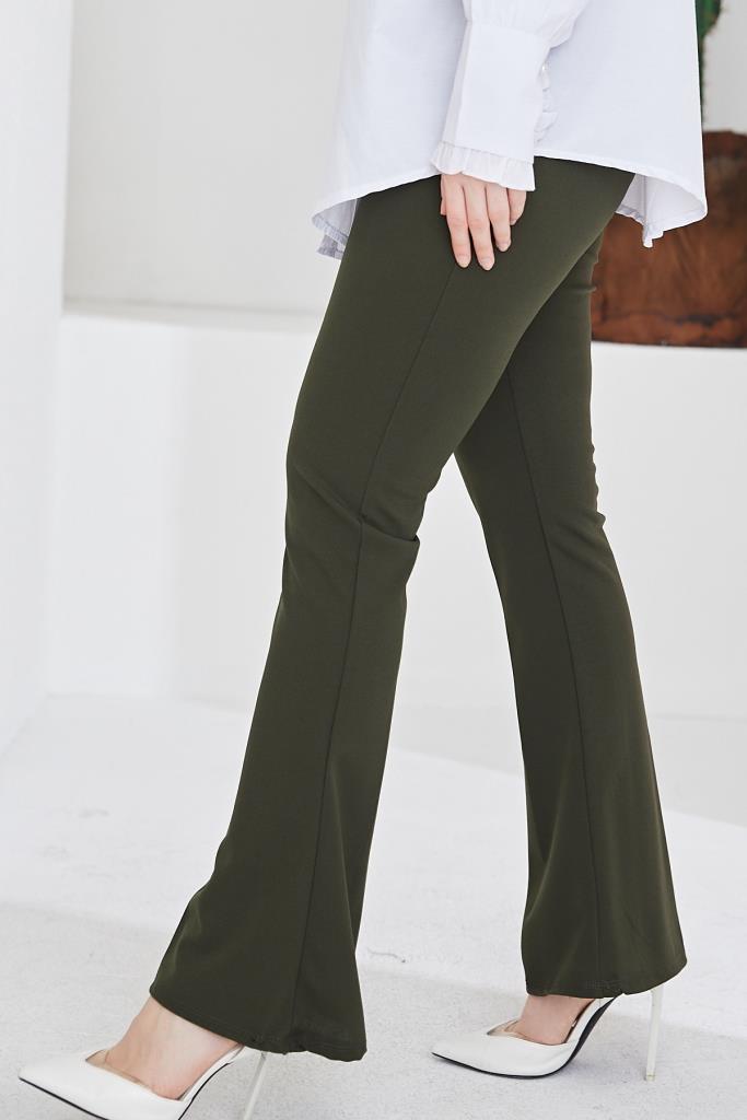 BNG Women Spanish Flared Fabric Pants Khaki - Clermont