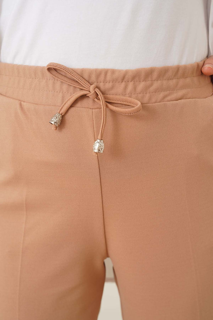 BNG Women Rope Detailed High Waisted Elastic Cuffed Pants Camel - Clermont