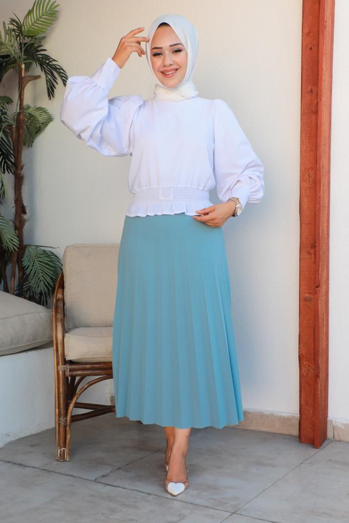 BNG Women Belted Hijab Skirt Mint Green - Clermont