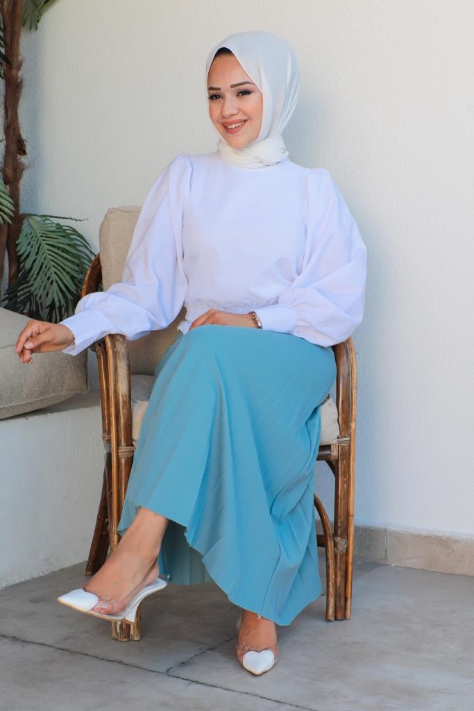 BNG Women Belted Hijab Skirt Mint Green - Clermont