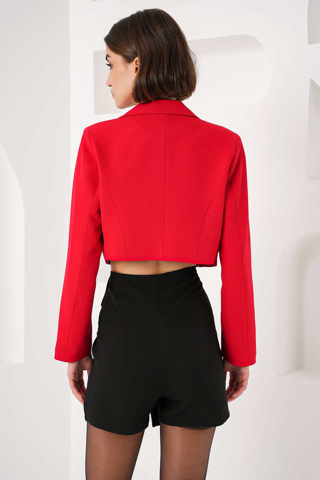 BGD Women Crop Blazer Jacket - Red - Avondale