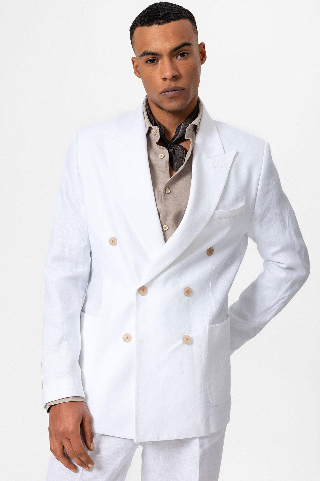 ANT 100% Linen Double Breasted Closure Men's Blazer Jacket - Allentown