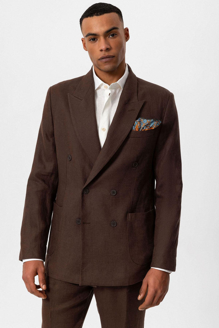 ANT 100% Linen Double Breasted Closure Men's Blazer Jacket - Issaquah