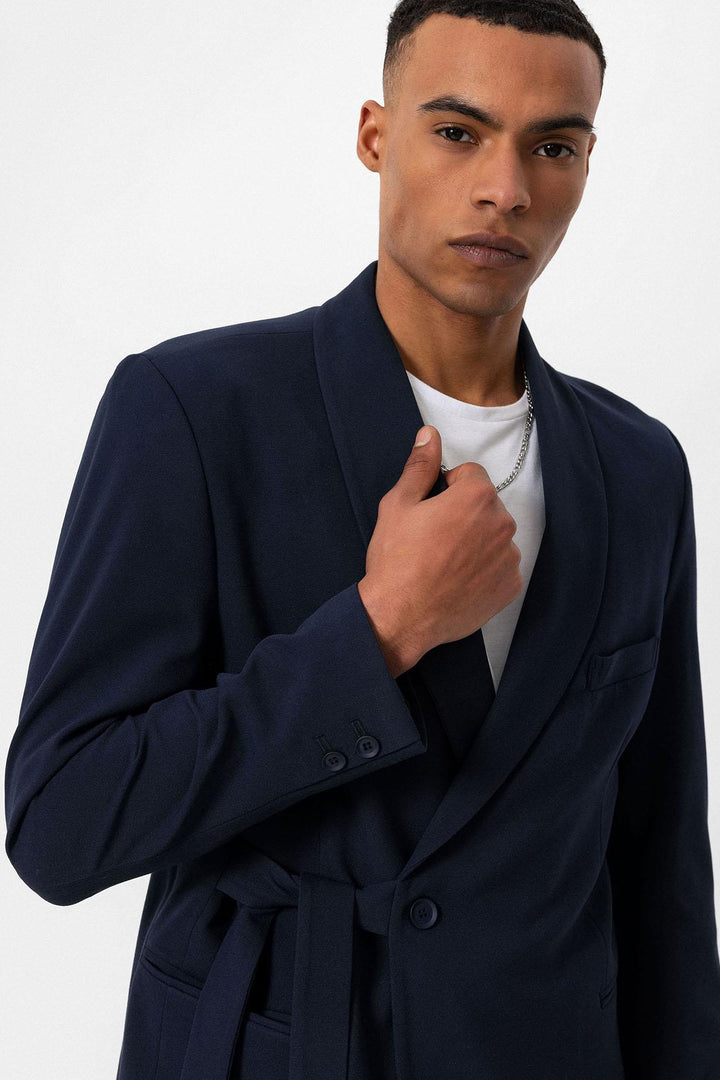 ANT Double Breasted Closure Belted Men's Blazer Jacket - Issy-les-Moulineaux