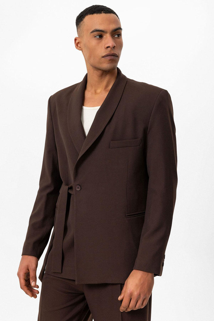 ANT Double Breasted Closure Belted Men's Blazer Jacket - Antioch