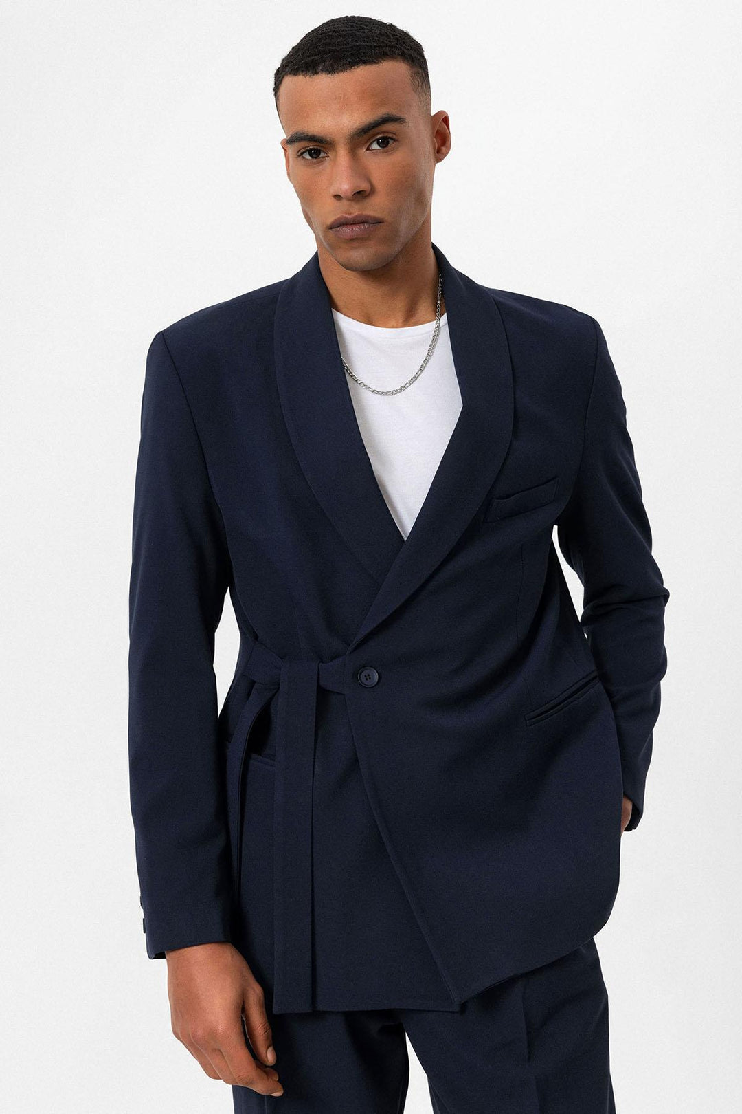 ANT Double Breasted Closure Belted Men's Blazer Jacket - Issy-les-Moulineaux