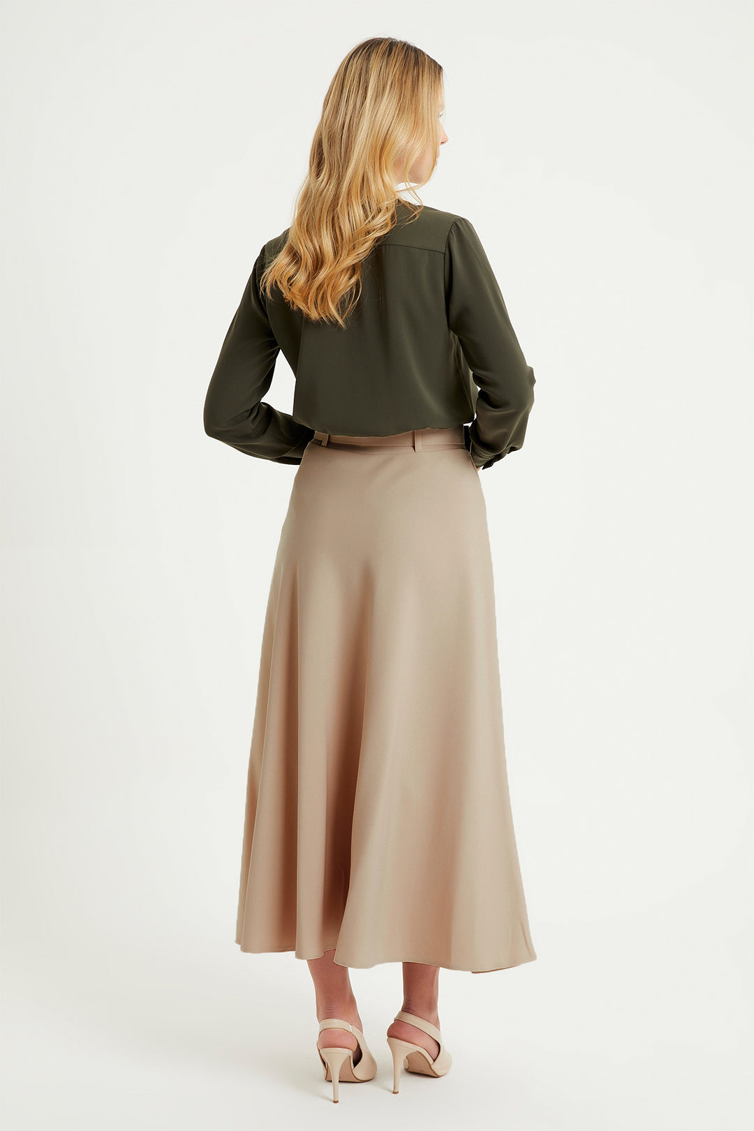 ZRF Women Belted Flared Skirt - Mink - Rueil-Malmaison