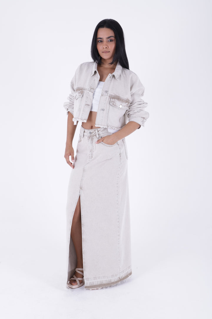 XLJ Long Denim Skirt with Slit Mixed - Chervonohrad