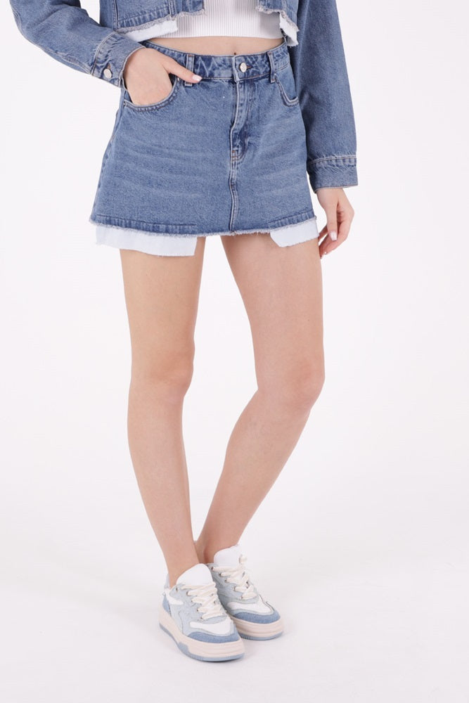 XLJ Denim Short Skirt with Revealed Pocket Liners Mixed - Sutton Coldfield