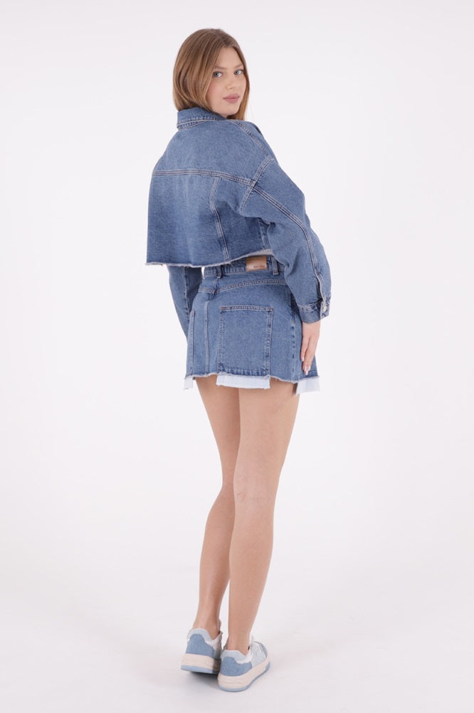 XLJ Denim Short Skirt with Revealed Pocket Liners Mixed - Sutton Coldfield