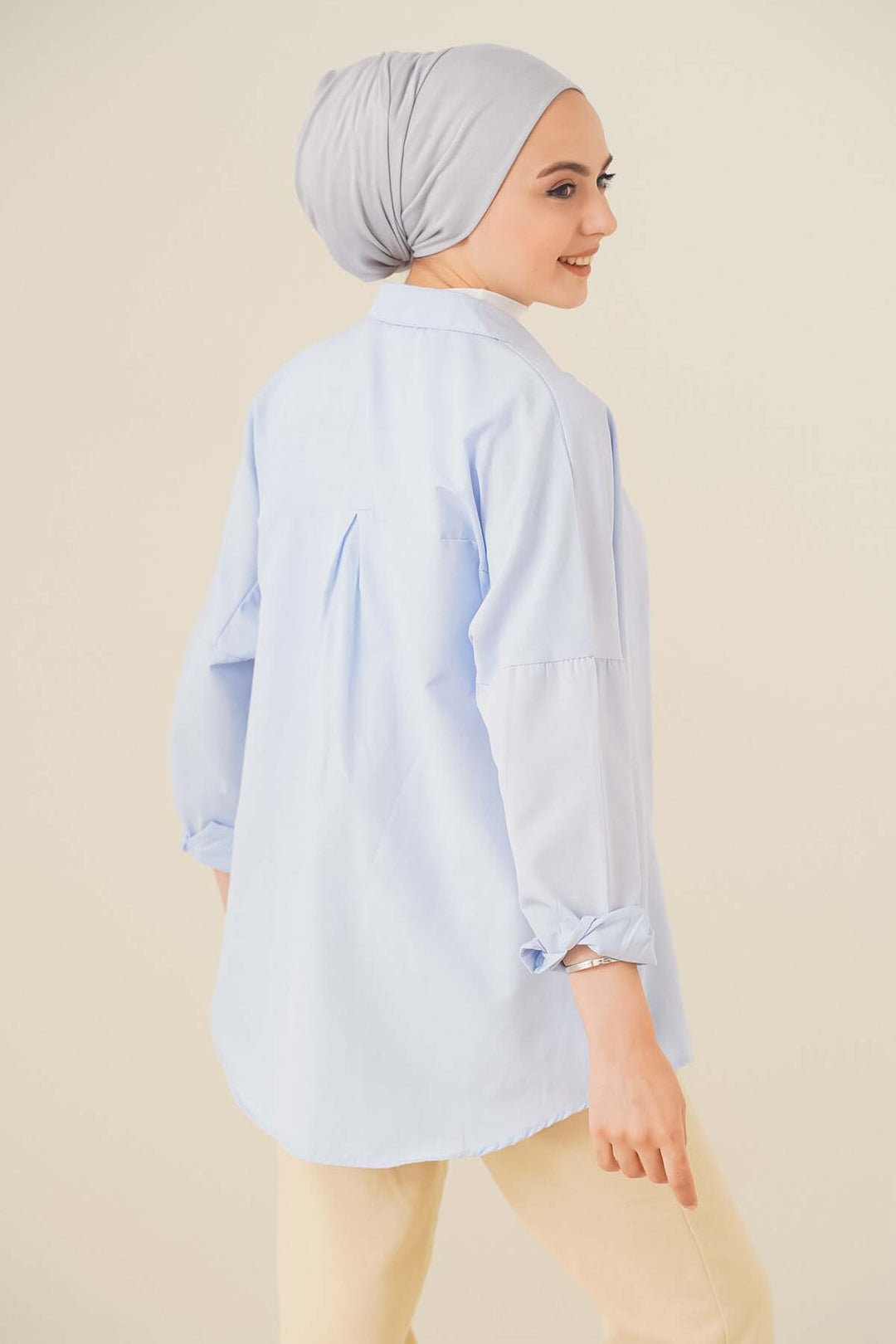 BGD Women Oversize Basic Hijab Shirt - Light Blue - Avondale