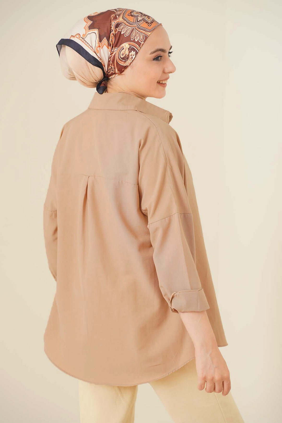 BGD Women Oversize Basic Hijab Shirt - Camel - Avondale