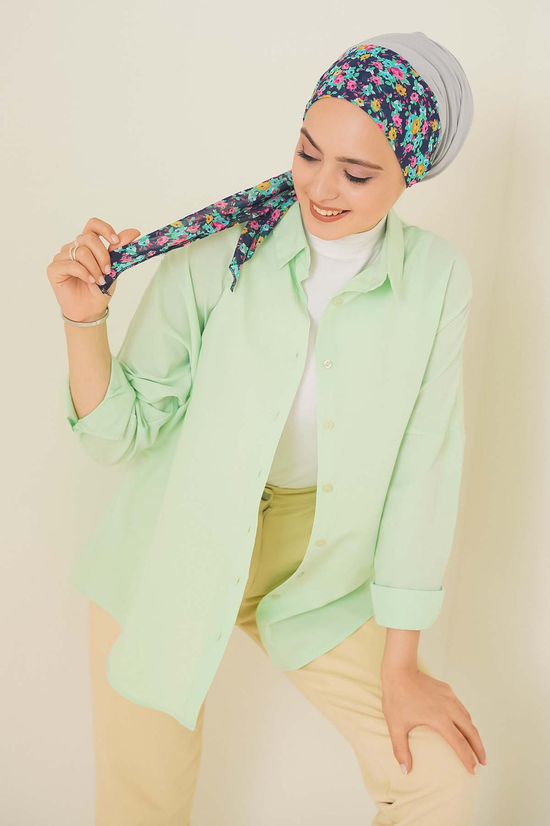 BGD Women Oversize Basic Hijab Shirt - Dark Green - Avondale