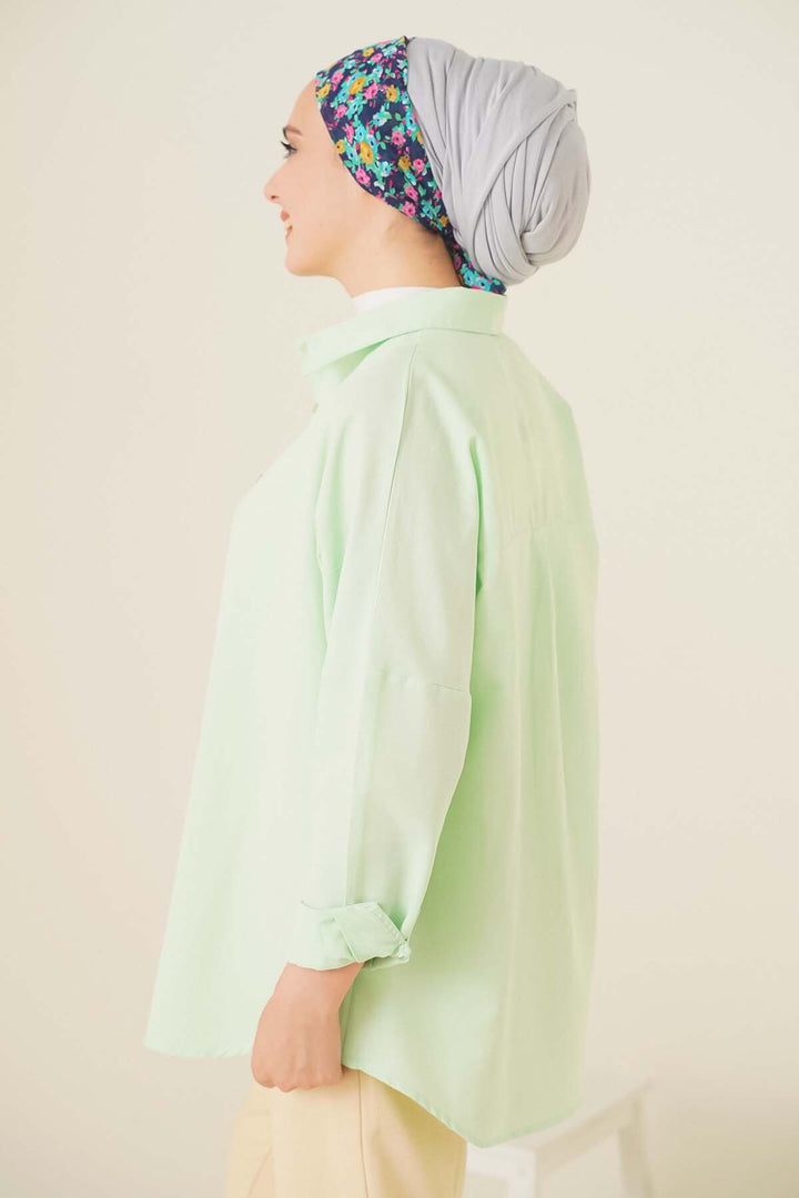 BGD Women Oversize Basic Hijab Shirt - Dark Green - Avondale