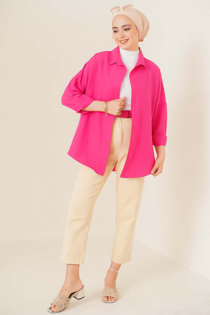 BGD Women Oversize Basic Hijab Shirt - Dark Pink - Avondale