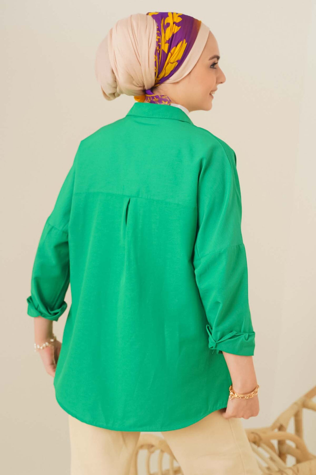 BGD Women Oversize Basic Hijab Shirt - Green - Avondale