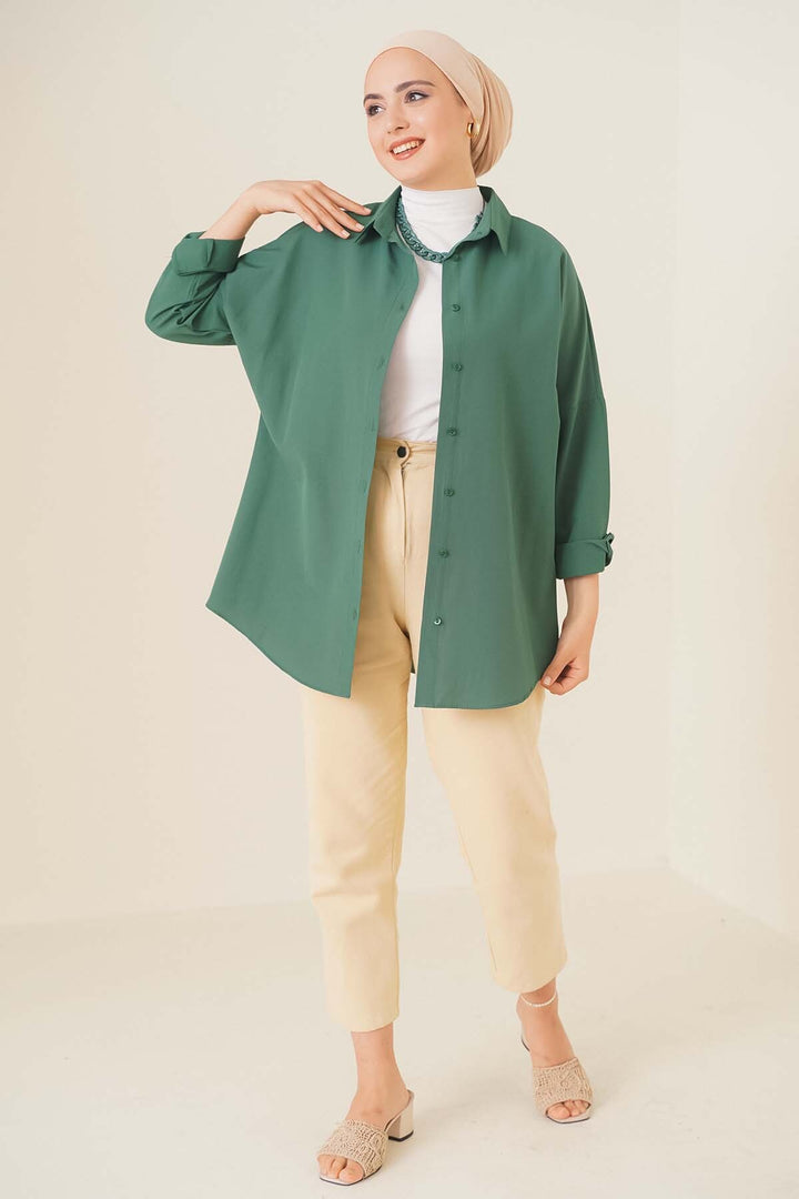 BGD Women Oversize Basic Hijab Shirt - Emerald Green - Avondale